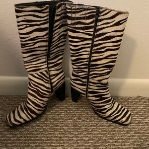 Zebra skin boots